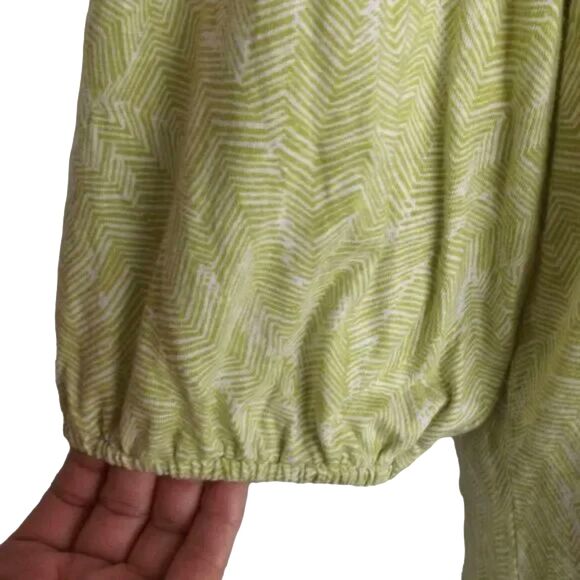 J.JILL Tee/Top, L, Chartruse Line Print, Wide neck, 3/4 length sleeves - Picture 4 of 12